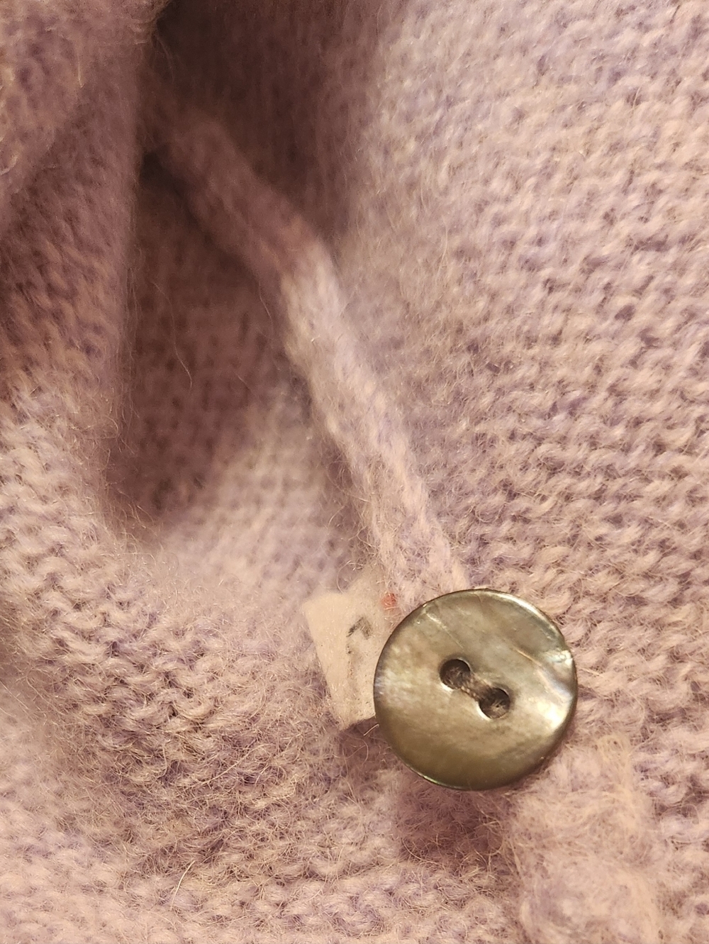 Karen Scott Button-Up Sweater/Cardigan, 100% Wool, Lilac & light blue, Size:  PS - Picture 7 of 7